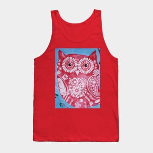 Rose Flower Owl Tank Top